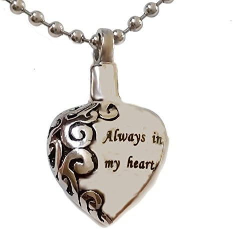 "Always in My Heart" (in Silver color) , Stainless Steel Pendant Memorial keepsake for men and women