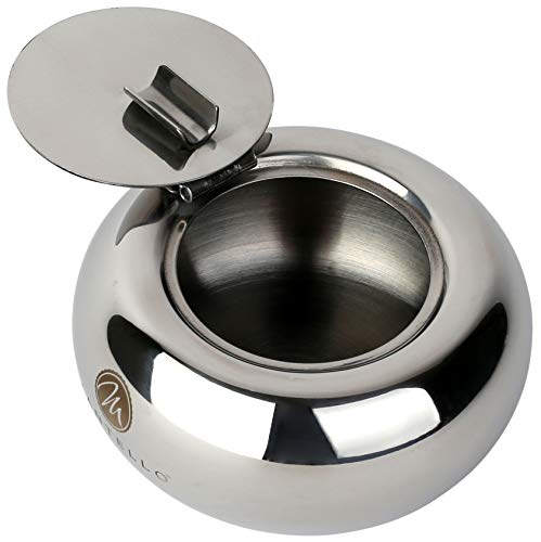 Mantello Stainless Steel Indoor Outdoor Cigarette Ashtray with Lid
