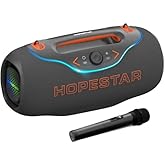 WorryFree Gadgets Portable Bluetooth Speaker with RGB Lights, 1Mic 10M Range, Shock Heavy Bass, 200W, Gray