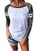 Women Casual Crewneck Striped 3/4 Sleeve Color Block Baseball T-Shirt Blouse Tops