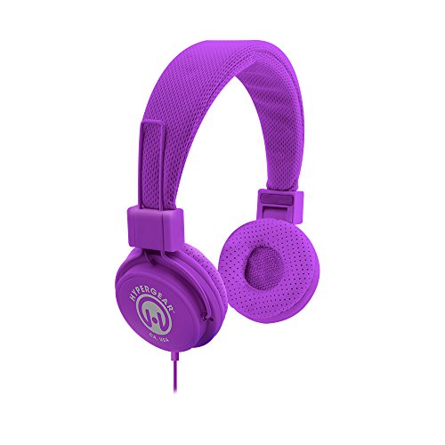 HyperGear 13281 Hi-Fi Stereo Headphones Over Ear Headset with Built-In Inline Microphone 3.5mm Cable, Purple
