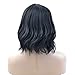 BERON 14'' Short Curly Women Girl's Charming Synthetic Wig with Air Bangs Wig Cap Included (Jet Black)