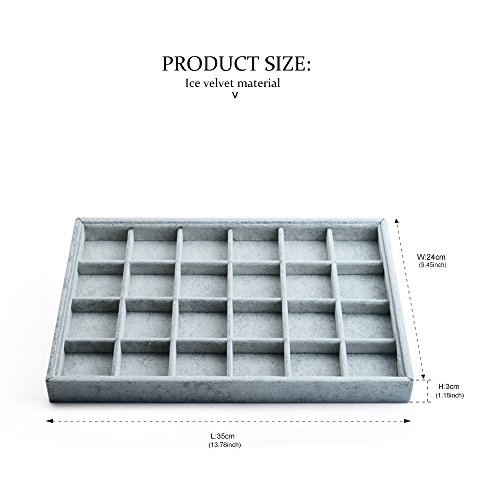 Oirlv 24 Grid Ice Velvet Jewelry Drawer Organizer Tray Import It All
