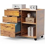 OLIXIS 3 Drawer Wood File Cabinet Small Mobile