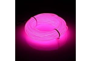JIGUOOR EL Wire Battery Pack 16.4ft / 5m Bright Neon Light Strip 360° Illumination Neon Tube Rope Lights for DIY, Festival, Party Decoration, Pub, Halloween, Chrismas (16.4ft / 5m, Pink)