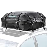 RABBITGOO Waterproof Rooftop Cargo Carrier with Easy to Install Straps - Soft shell Luggage Rack Bag on Car topper (15 Cubic Feet)