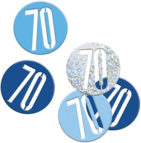 Unique Party 83843 - Glitz Blue & Silver 70th Birthday Confetti, Age 70 - Image 3