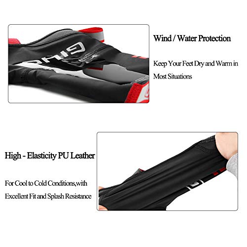 GIYO Cycling Shoe Covers Neoprene Waterproof,S-XXL Winter Proof PU Leather Thermal Warm Full Bicycle Overshoes for Men Women Road Mountain Bike Booties