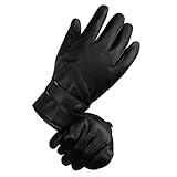 LETHMIK Mens Winter PU Faux Leather Gloves Touchscreen Anti-Slip Waterproof Ski Glove