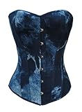 Camellias 100% Cotton Blue Denim Sexy Strong Boned Corset Bustier Top
