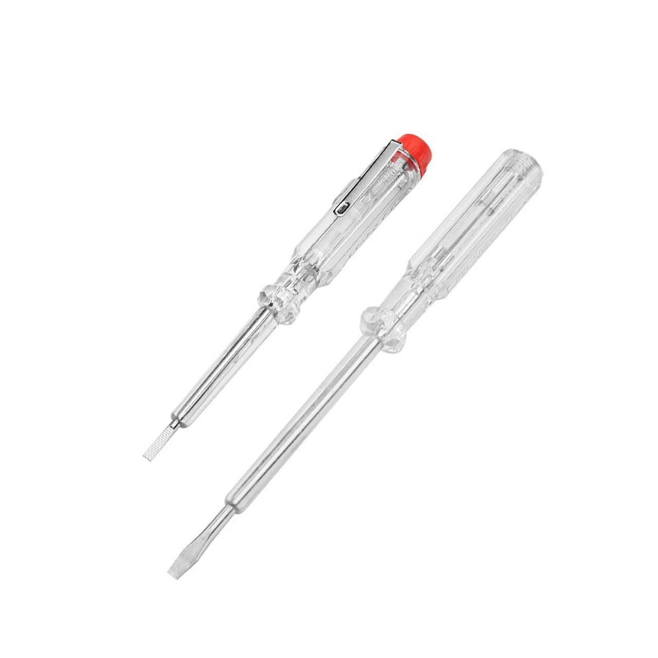 ebuyerfix 2 Pcs Electrical Mains Voltage Tester Pen Insulated Flat Head Electrical Test Screwdriver 100-250V Circuit Tester