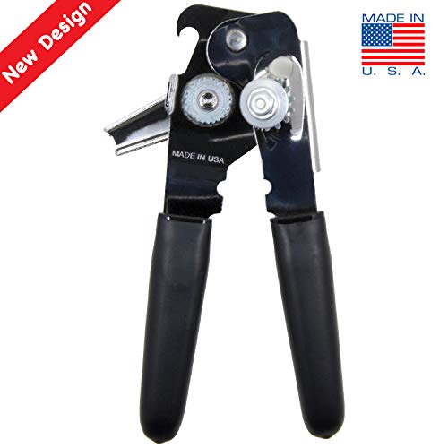 OHSAY USA World's Best Can Opener- Made in USA - Sold by Vets - Easy Turn - Carbon Steel Blade, 9 x 4 x 1 inches, Black