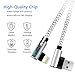 [3 Pack ] 10FT USB 90 Degree Right Angle Design iPhone Elbow Game Video Watching Aluminum Alloy Nylon Braided Cable Compatible with iPhone Xs/XS Max/XR/X/8/8Plus/7/7 Plus/6/6 Plus/ 5/5S More(Silver)