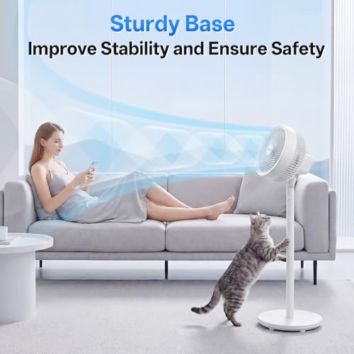 WOWDSGN 2 in 1 Stand & Table Fan, 3 Speed, Adjustable Height 37-106cm, 38W Powerful Motor 5 Blades Air Circulation for Room