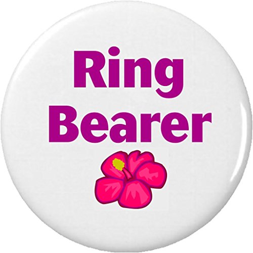 Ring Bearer (Tropical Flower) 2.25" Keychain Wedding Bridal Party Bride Hawaiian