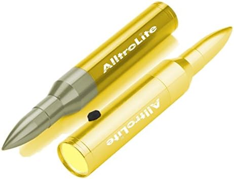 AlltroLite 50. Caliber Bullet COB LED & Storage Container Flashlight - 2 Pack - LED Handheld Flashlight, Water & Shock Resistant - Ideal for Outdoors, Home, Emergency, or Gift-Giving - 2 Pack
