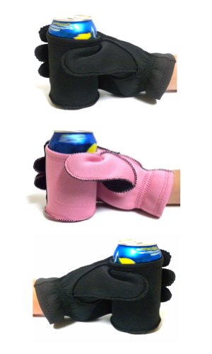 Neoprene Built In Beer Koozie Party Gloves-Pink or Black-Left or Right Hand