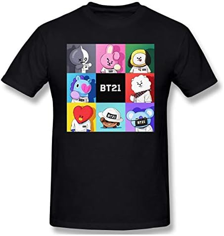 JADESPON Mens BT21 The Incredible BTS Koya RJ Shooky Mang Chimmy Tata Cooky Van Short Sleeve T-Shirts
