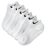 Nike Men's Performance Cotton Cushioned, Low-cut, 6 pair- Shoe Size; 8-12, White.