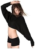 Crop Cocoon Sexy Bare Belly Shadow Stripe Off Shoulder Top KD dance New York