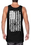 Mens Big White American Flag Tank Top T-shirt (XL, BLACK)