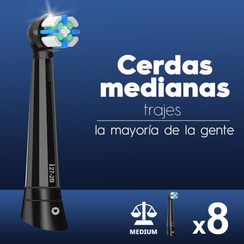 Replacement Brushes Compatible with Oral B IO Electric Brushes, Heads Compatible with Oral B IO 2/3/4/5/6/7/8/9/10 Care for Your Teeth and Gums (8 Black)