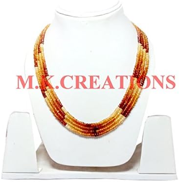 Natural Hessonite 3-4mm rondelle faceted beads 20" long 4 Strand necklace, Hessonite Beads necklace jewelry, exclusively by m.k.creations, hessonite gemstone beads