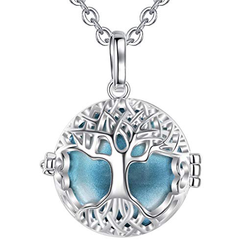 AEONSLOVE Silver Celtic Tree of Life Melody Harmony Ball Chime Bell Pendant Necklaces for Women Gifts