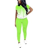 Nimsruc Two Piece Outfits for Women Short Sleeve Sweatsuit Casual Tracksuit