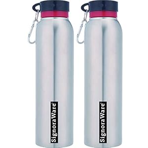 Signoraware Chill 750ml and Chill 750ml (Combo Single Walled Stainless Steel Fridge Water Bottle), 750ml+750ml…