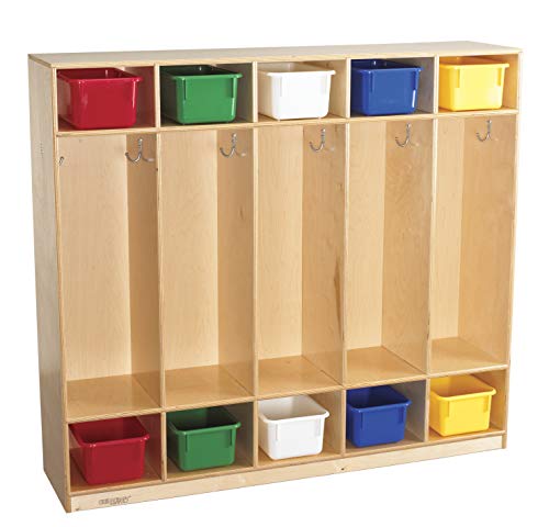 Childcraft 272044 Straight Sided Coat Locker, Wood, 53-3/4" x 13" x 48", Natural Wood Tone - Thumbnail 3