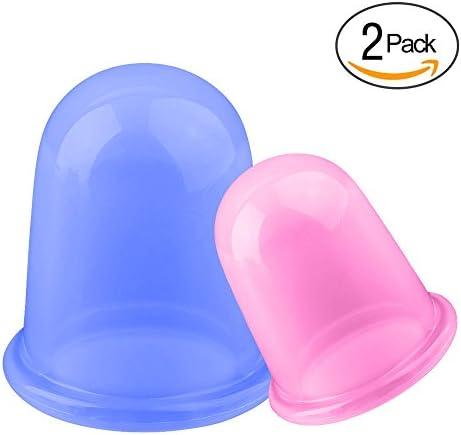 Anti Cellulite Cup 2 Pieces, Toward Silicone Vacuum Cupping Therapy Sets Body Massage Suction Cups for Face, Neck, Back, Thigh (1 Large + 1 Medium)