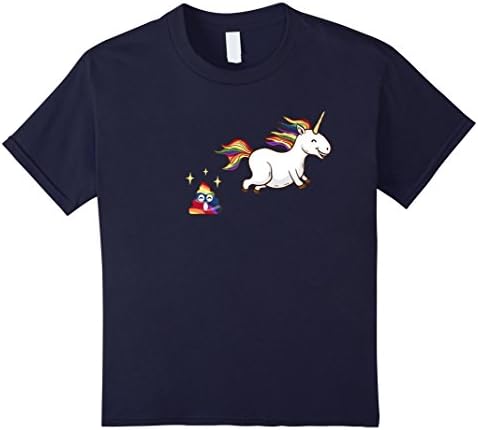 Kids Funny Emoji Unicorn Poop T-Shirt - Cute Rainbow Poop 4 Navy