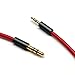 Red 3ft Gold Plated Design 3.5mm Male to 2.5mm Male Car Auxiliary Audio Cable Cord Headphone Connect Cable for Apple, Android Smartphone, Tablet and MP3 Player