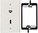 BUYER'S POINT HDMI & Ethernet Wall Plate | UL Listed HMDI 2.0 & Cat6 Ethernet RJ45 Port w/Single Gang Mounting Bracket, Perfect for Smart HDTVs and Network Devices (White) — 1 Pack