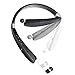 Bluetooth Headphones Wireless Neckband Headset Stereo Noise Cancelling Earphone with Mic Sweatproof Handfree Sport Retractable Earbuds for Running-Black