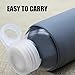 Bonison Durable Glass Water Bottle with Soft Colorful Silicone Sleeve Handle Lid 14 Oz Grey