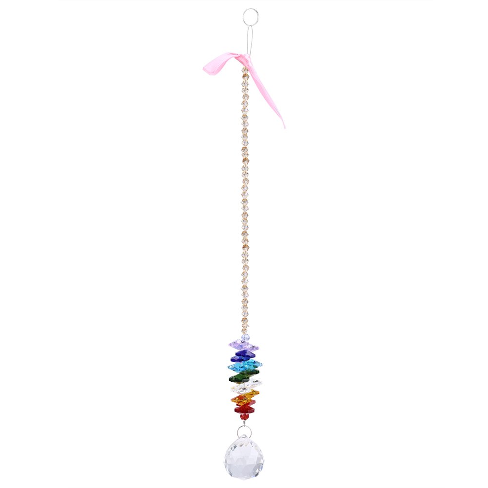24cm Rainbow Maker Suncatcher with Crystal Prism Hanging Pendant for Window Light Decor, Chandelier Crystals Ball Beads Rainbow Light Refractor Home Garden Hanging Lamp Drops Decor