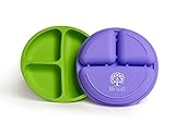 Divided-portion silicone plates by BB Well-unbreakable kid dishes-reusable microwave set-easy to clean dishwasher safe-FDA food grade