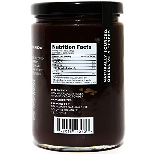Superfood Cacao Honey by Beekeeper's Naturals | 500g of 100% Raw, Sustainably Sourced Enzymatic Honey | Raw Ecuadorian Cacao | Gluten Free & Nut Free