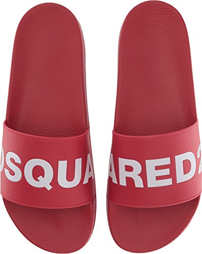 Dsquared2 men s logo slide red/white 45 d eu