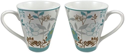 COFFEE MUGS MAGNIFICENT CERAMIC TEA and HOT CHOCOLATE MUG Unique Design Cool Style Decorated with Flowers Beautiful Set of 2 Cups Each Holding 12 Oz Ideal for Any Hot or Cold Beverage Morning Cup