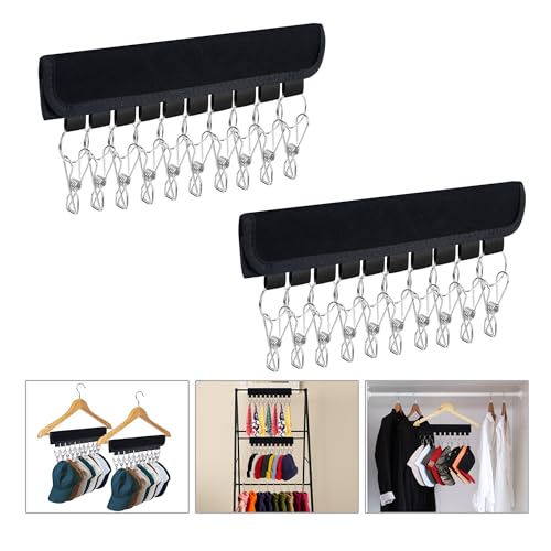 Photo 1 of Hat Rack for Baseball Caps Hat Organizer Holder for Hanger & Room Closet Display, 2Pack 10 Hat Storage Clips for Hang Ball Caps Beanie, for Men Gift, Not Including Hangers & Hats (2PC Black)