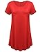 JollieLovin Women's Plus Size Tops Summer Tunic Short Sleeve Loose Fit T-Shirt to Wear with Leggings(Red,1X)