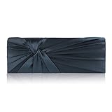 Damara Womens Graceful Interlacing Pleats Satin Clutch Evening Bag