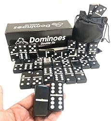 Classic Black Double Six Dominoes Set