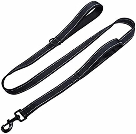 Retractable Dual Handle Dog Leash with Car Safety Buckle - Heavy Duty Shock Absorbing Reflective Bungee Dog Leash - Soft Padded 2 Handles for Traffic Safety Control - for Medium to Large Dogs