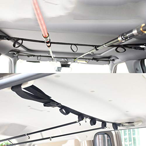 Lzttyee 1 Pair Nylon Fishing Rod Storage Rack Universal Car Mounted Fishing Vehicle Rod Carrier Band for Fishing in-Vehicle Storage (Black) - Thumbnail 3