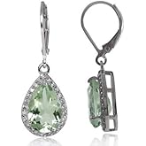 2X8 MM Elegant Pear Shape Gemstone 925 Sterling Silver Halo Drop Dangle Leverback Earrings Jewelry for Women Business Attire