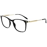 Firmoo Blue Light Glasses for Women Men, Reading Glasses 0.0x-3.0x, Ultra Light Square Frame, Premium TR90 & Metal Blend
